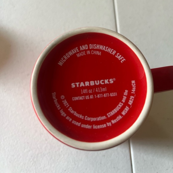Starbucks 2021 Red Square Handle Mermaid Logo Coffee Mug Christmas - Picture 4 of 4
